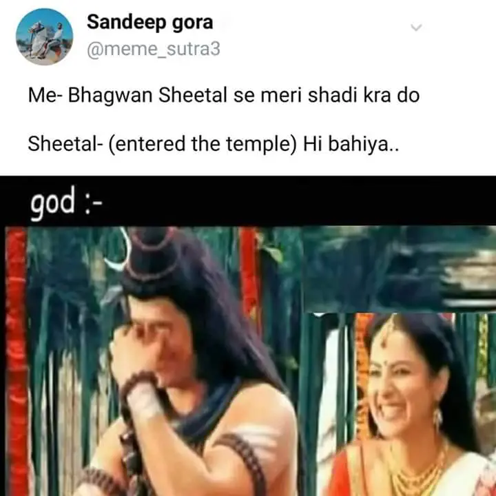 Bhagwaan rocks, bhakt shocks meme.
