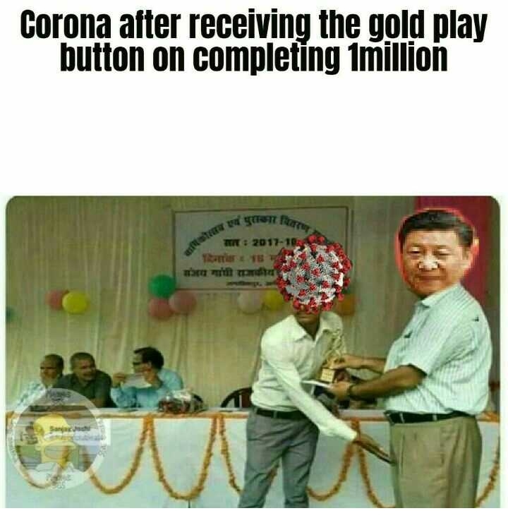 Coronavirus Receiving Gold Play butoon