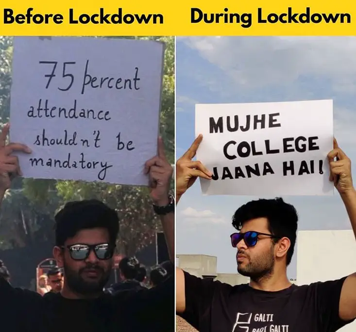 before lockdown vs after lockdown in college meme