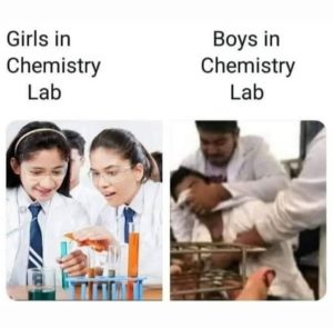 boys vs girls in chemistry lab meme