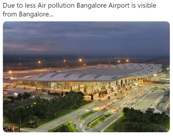 due to less air pollution in Bangalore meme