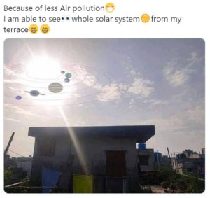due to less air pollution solar system meme