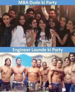 mba vs engineer party