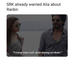 shahrukh khan warned alia about ranbir meme