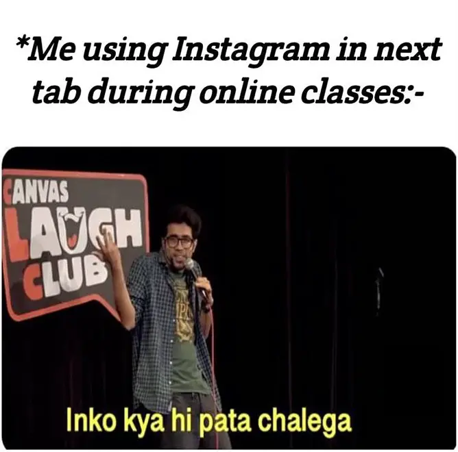 using instagram during online class meme
