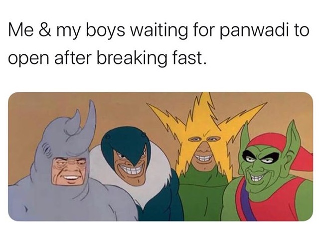 waiting for panwadi to open after breaking fast