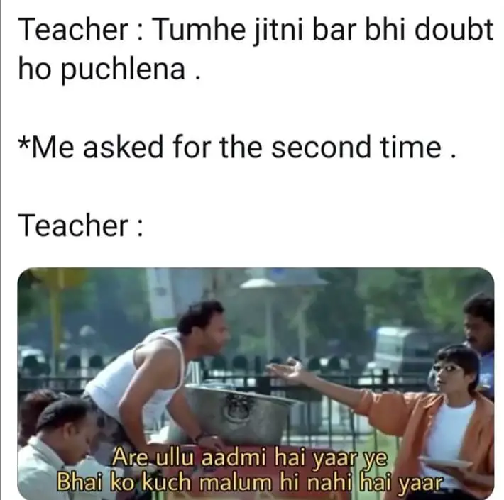 asking doubts in class meme