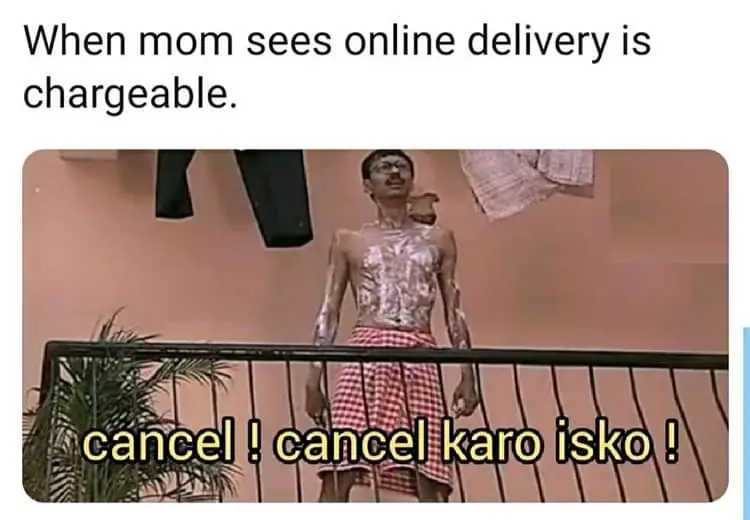 online delivery charge meme