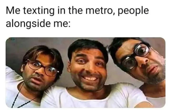 texting in metro train meme