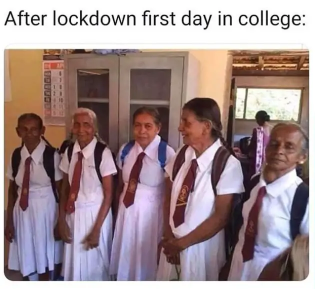 first day in college after lockdown meme