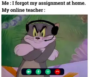forgot assignment at home in online class meme