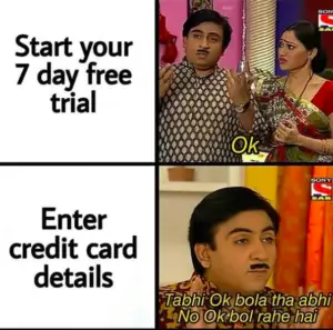 free trial credit card meme