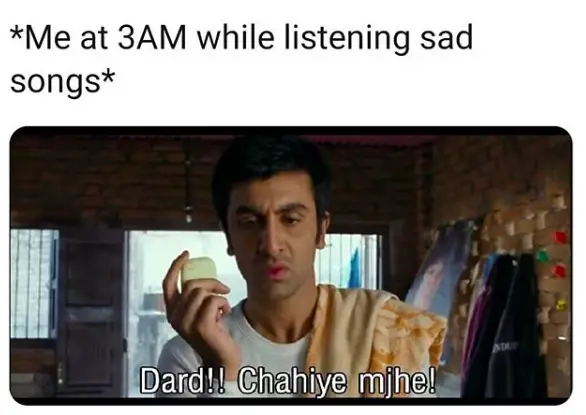 listening sad songs meme