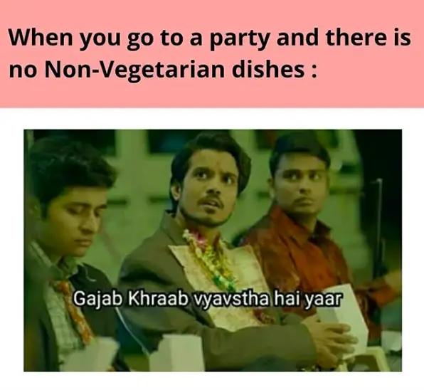 no non vegetarian in party meme