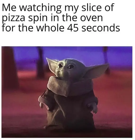pizza in oven baby yoda meme