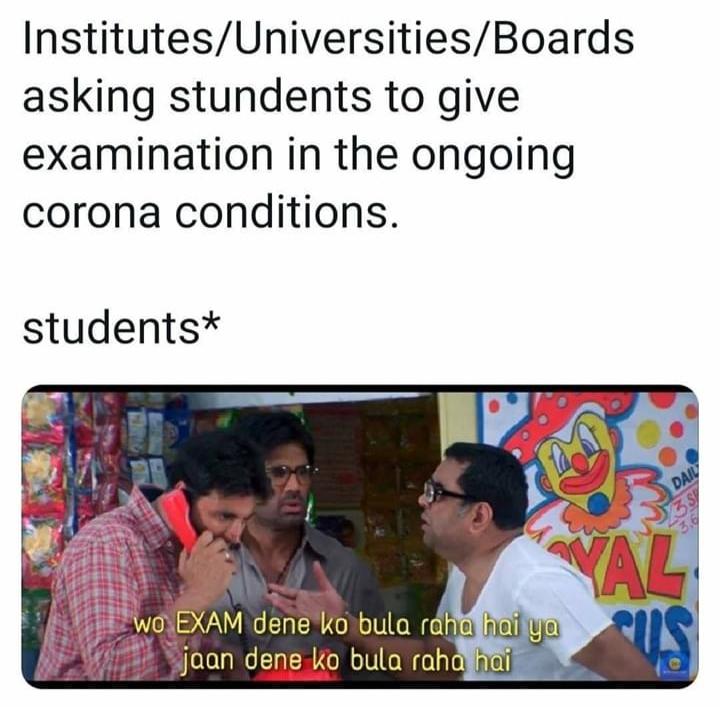 exams in coronavirus pandemic meme