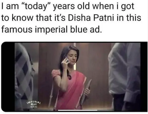 disha patani in emperial blue ad meme