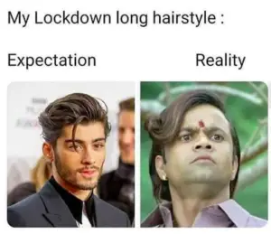 lockdown long hairstyle meme
