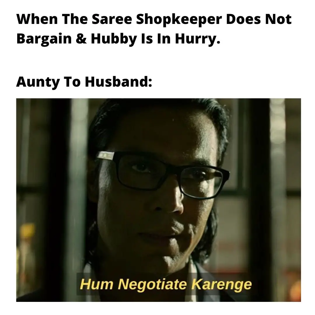 bargain with saree shopkeeper meme
