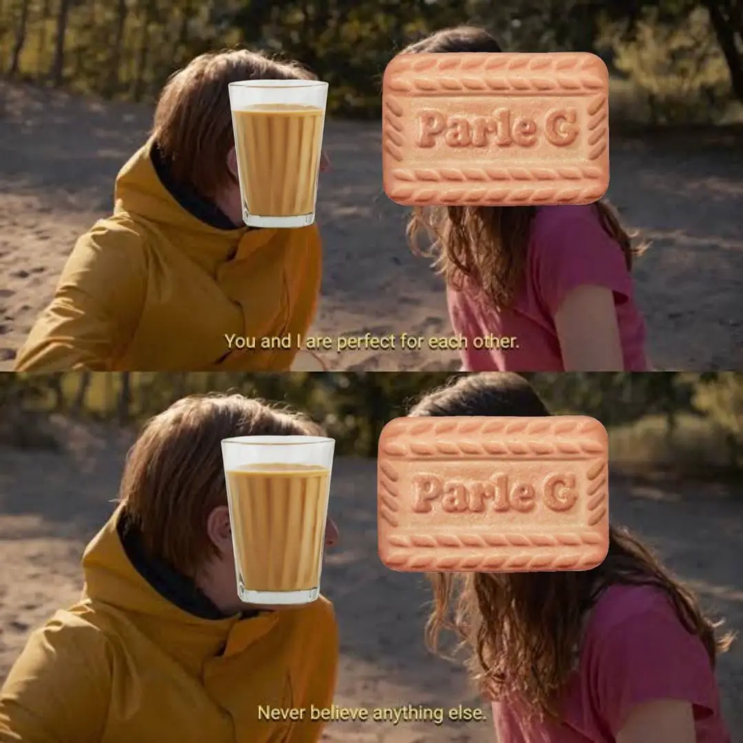 chai and parle g biscuit meme