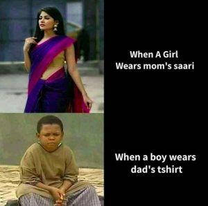 girl saree meme vs boys