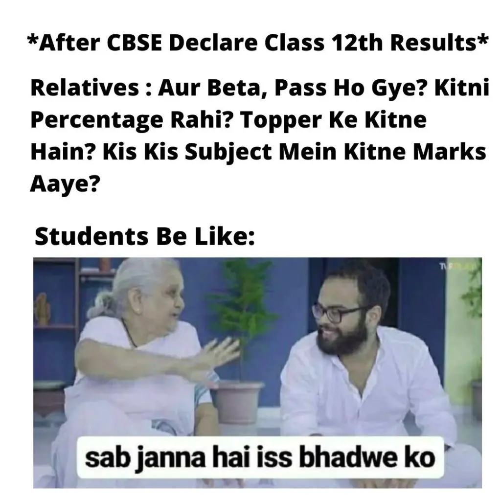 relatives reaction to cbse results meme