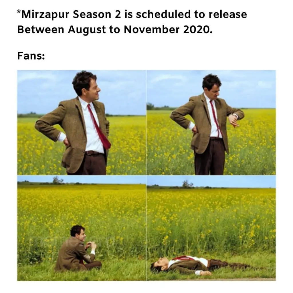 Mirzapur Season 2 meme on release