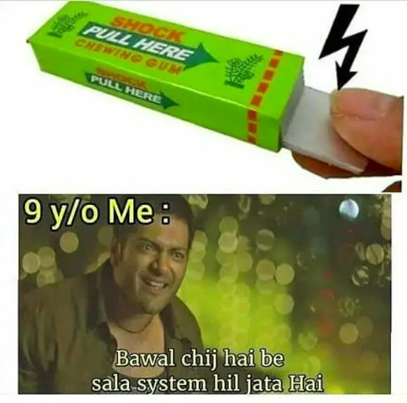 chewing gum shock meme on childhood
