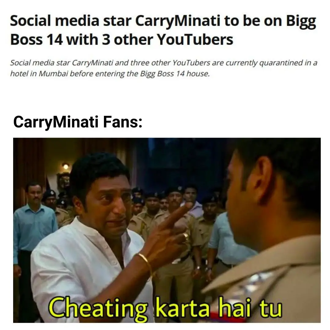 CarryMinati meme on Big Boss 14
