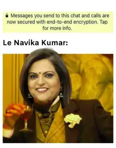 Navika Kumar meme on leaked whatsapp chats