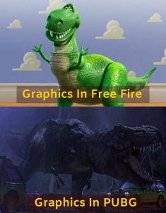 PUBG vs Free fire meme on graphics