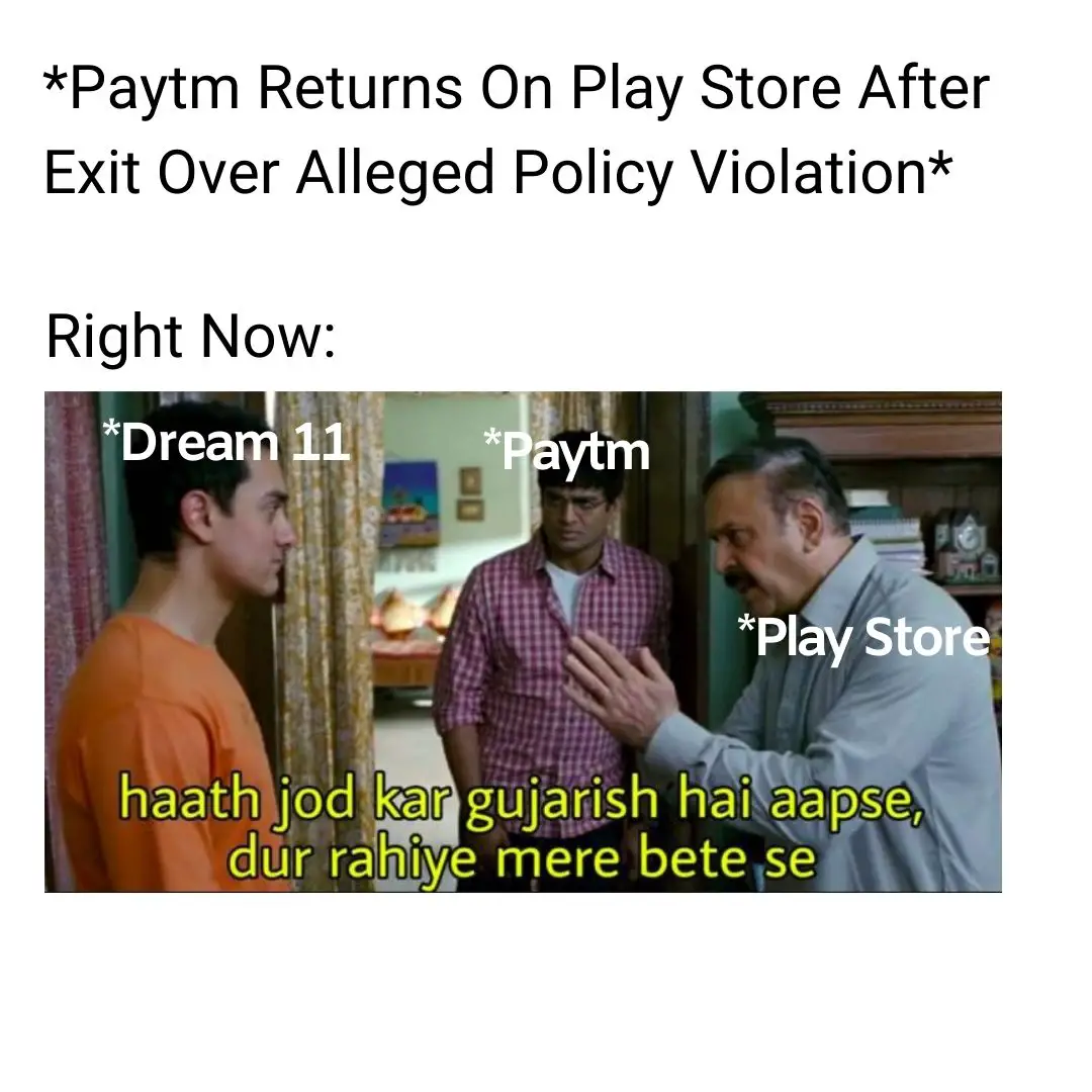 Paytm meme on playstore