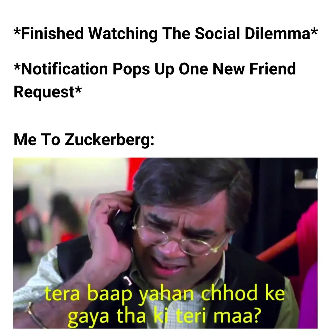 The Social Dilemma meme on facebook