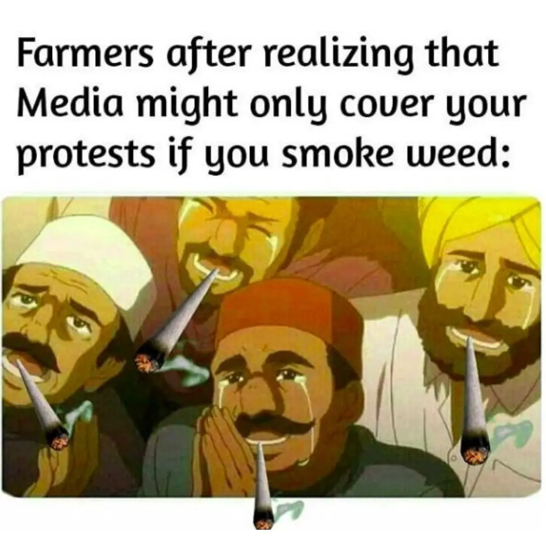 farmer protests meme on weed