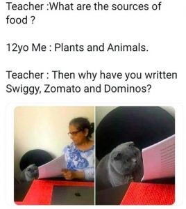 Food Delivery meme on student and teacher