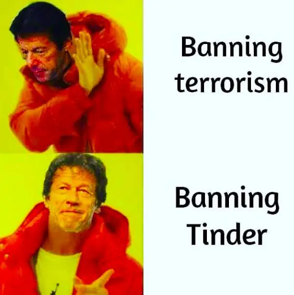 imran khan meme on banning tinder