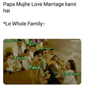 love marriage meme on family