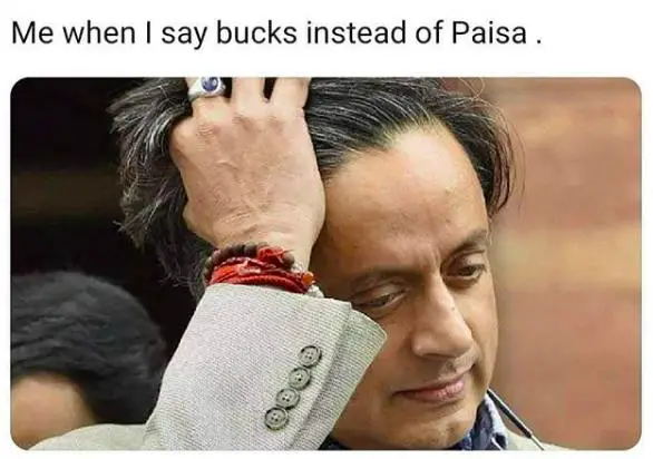 shashi tharoor meme on bucks