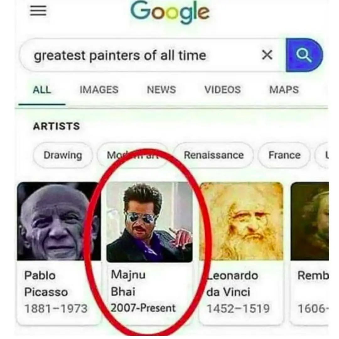 Greatest Painters Of All Time meme on Majnu Bhai