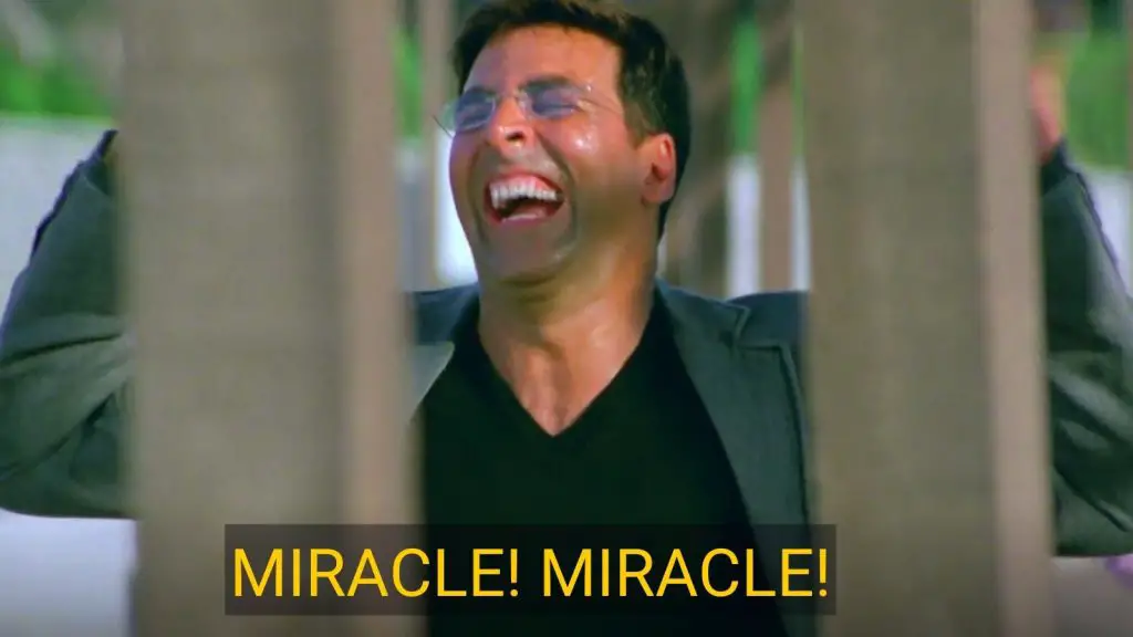 Miracle Miracle meme template on Welcome movie