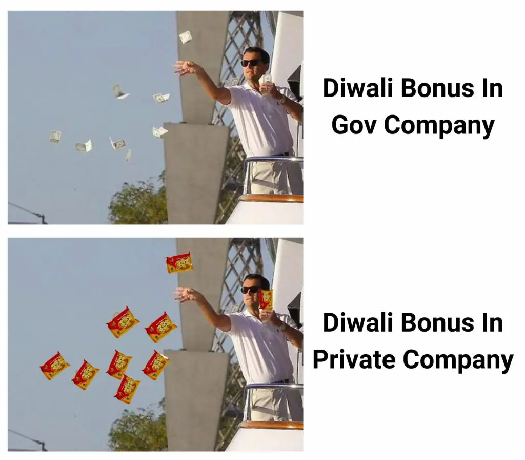 Diwali Bonus meme on employees