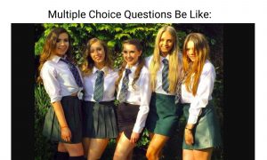 Multiple Choice Questions Be Like meme on exam