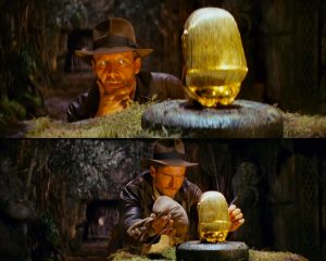 Indiana Jones Meme Template of Thinking and Swapping