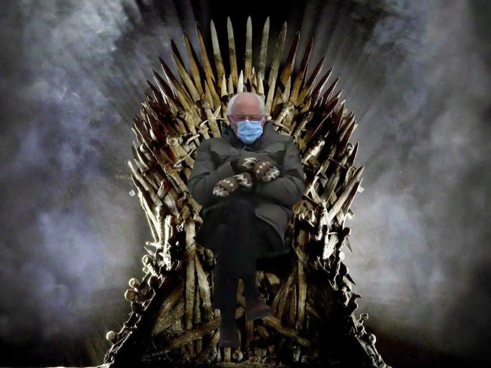 Bernie Game of Thrones Meme on Iron Throne