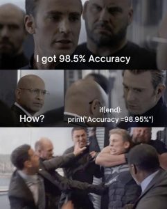 Data Science Meme on Machine Learning accuracy