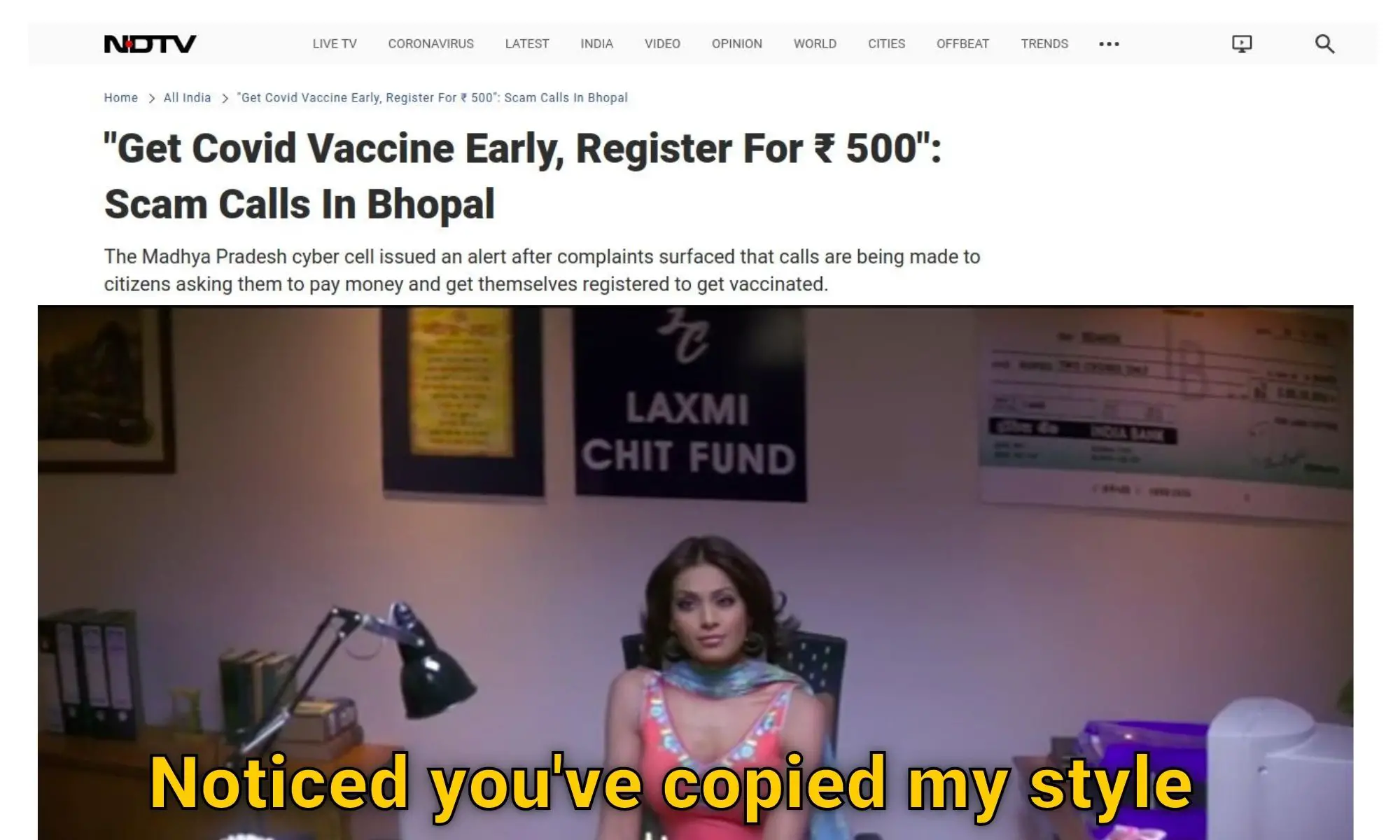 Laxmi Chit Fund Meme on vaccine scam