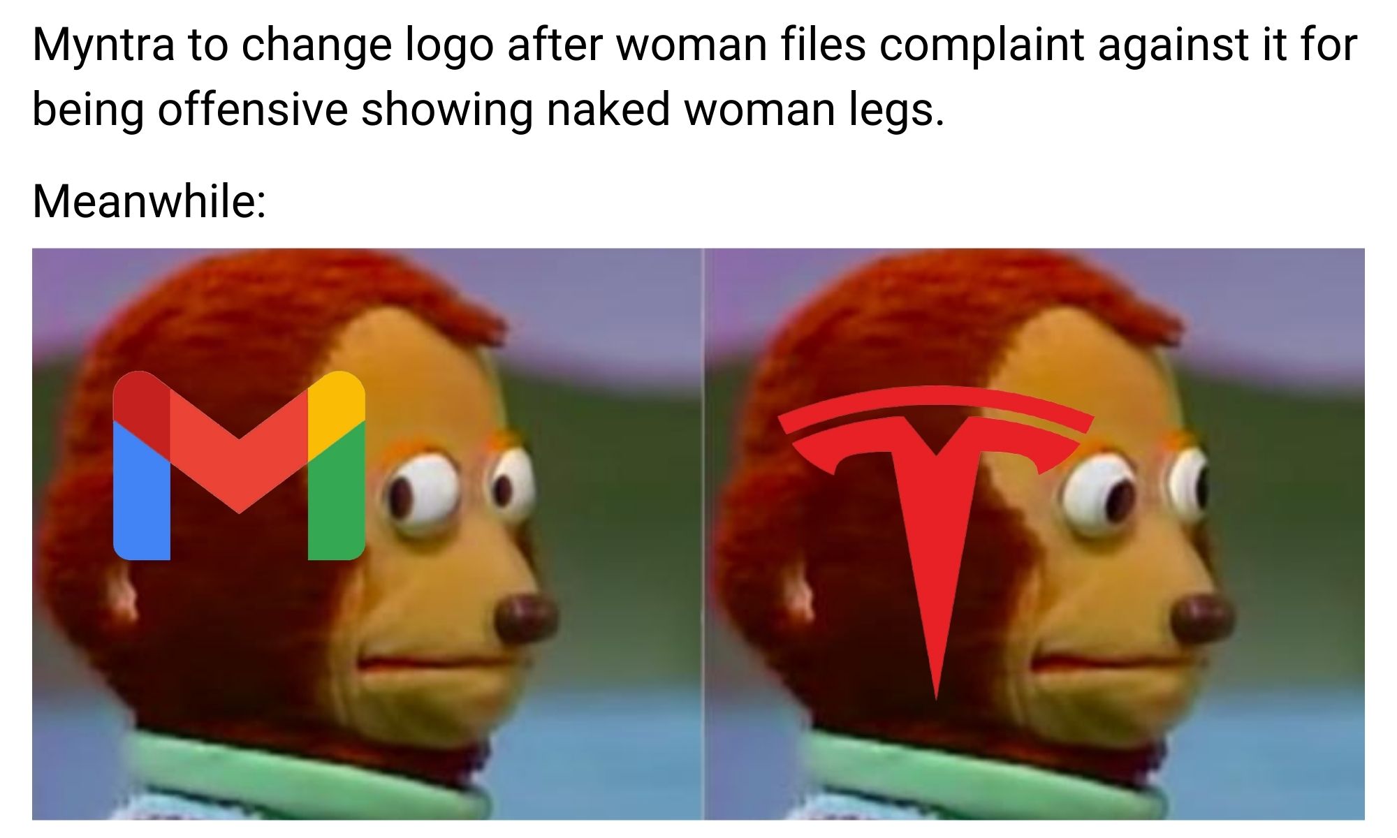 Myntra Logo Meme on Tesla and Gmail