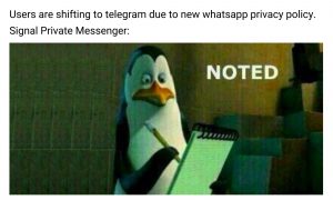 Noted Meme on new whatsapp privacy policy