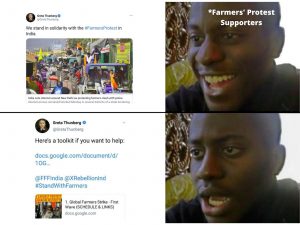 Greta Thunberg meme on Farmers protest