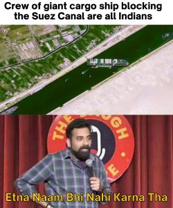Suez Canal Meme on Indian Ship